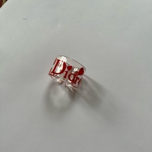 Vintage Dior plastic logo hearts ring